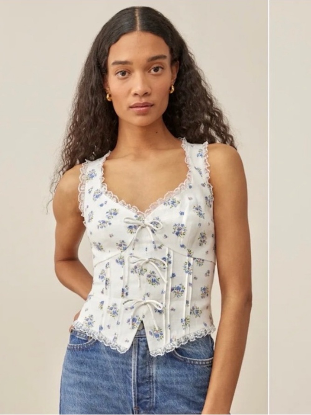 Reformation Brenda Linen Top